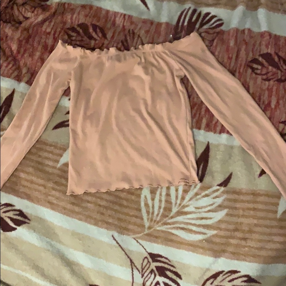 Light peach off the shoulder shirt size L